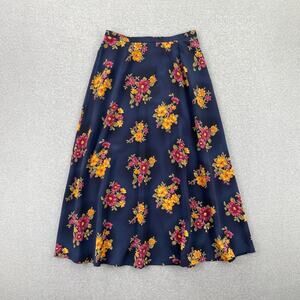 Y2K 90s VTG Liz Claiborne Floral Maxi Skirt 8P Blue Pink Cottagecore Fairy Boho
